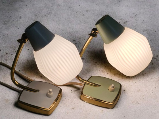 Paar Nachttischlampen / Tischlampen, 1950er Jahre – Robert Pfäffle, Metal, Brass (photo 9 of 9)