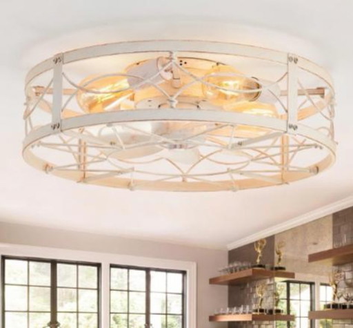 Deckenventilator mit Käfigdesign, Beleuchtung, 20-Zoll-Deckenventilator mit flacher Montage und Fernbedienung