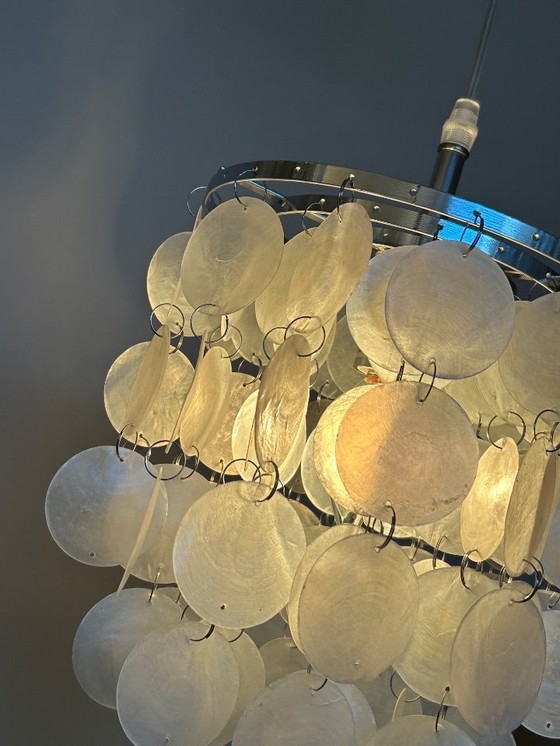 Image 1 of Capiz Shells Pendant Lamp Pearl Chrome Frame