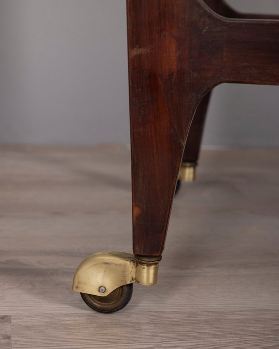 Image 1 of Chariot de cuisine vintage des années 1940, en bois et verre, de style italien.