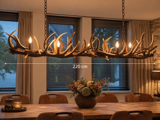 Unique Large Pendant Lamp, Real Deer Antler