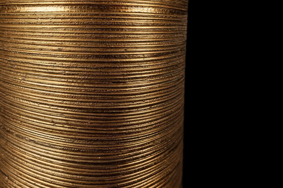 Image 1 of Vintage Italiaanse keramieken tafellamp – Bitossi voor Bergboms– goudkleurig – Made in Italy (jaren 60/70)