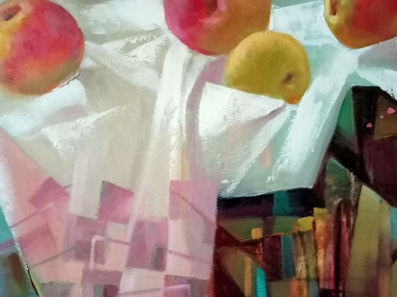 Original Oil Painting Abstract Expressionism Still Life Symbolism Apples – Paintings & Drawings, Canvas (photo 2 of 8)