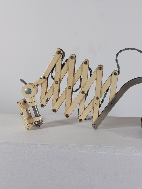 Image 1 of Vintage schaarlamp, werkplaatslamp, wandlamp, metaal