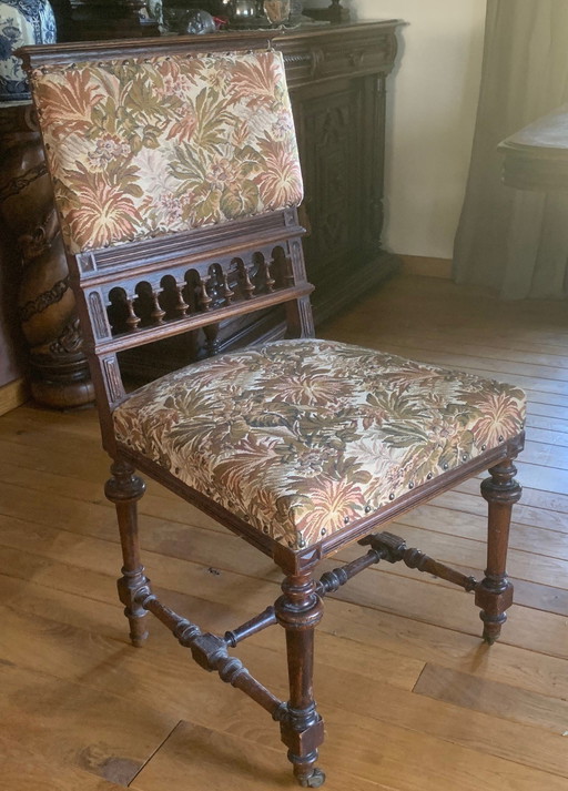 Antique oak table and 12 matching chairs