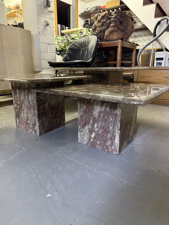 Image 1 of Trio di nidi in marmo - Avena/verde/salmone/grigio