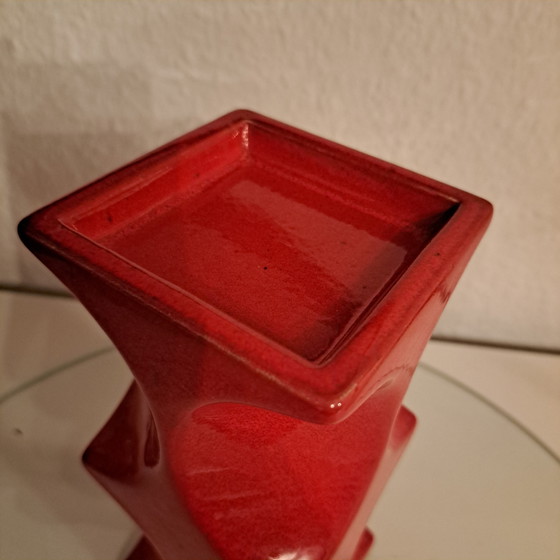 Cari Zalloni kaarsenhouder voor Steuler keramiek, jaren 70, vintage stijl uit het midden van de 20e eeuw, rood (photo 4 of 8)