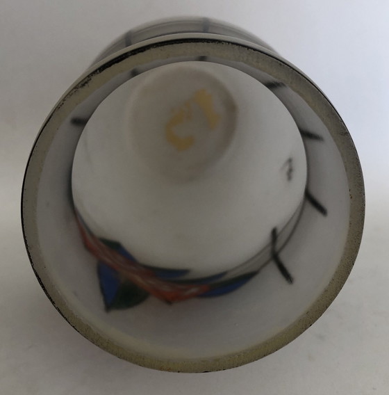 Leune Art Deco enameled glass Vase - Auguste Heiligenstein (circa 1925)., Black (photo 9 of 11)
