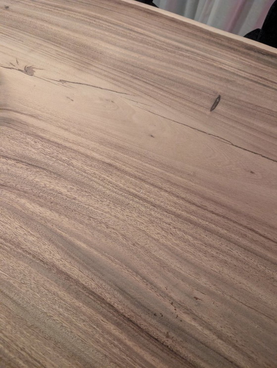 Wooden Dining table with live edge and black metal legs, Brown, Modern (photo 6 of 7)