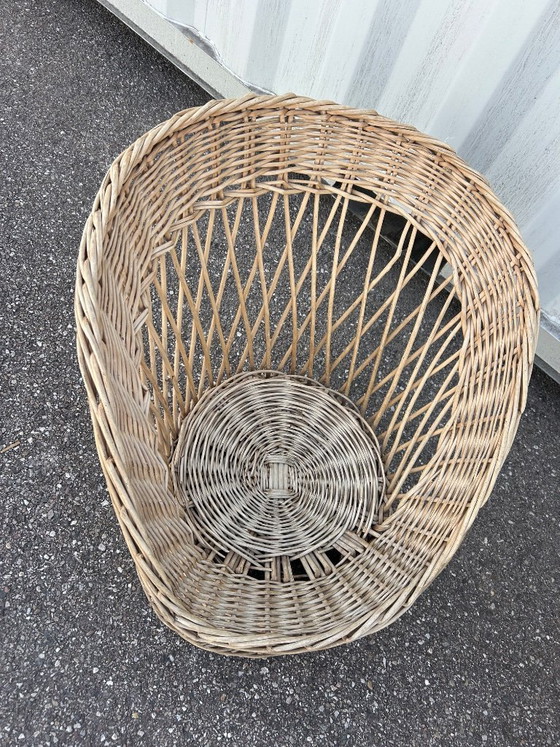 Image 1 of Wicker lounge set, 3 armchairs and a table, 1970s