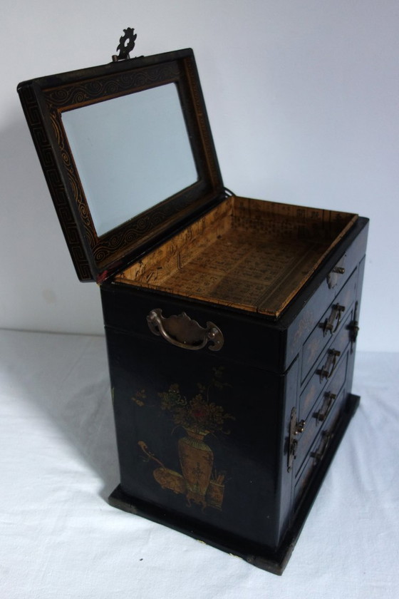 Image 1 of Schmuckkästchen mit Spiegel, antik, Mitte des 20. Jahrhunderts