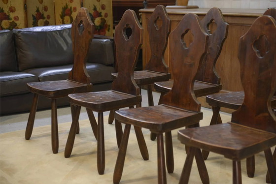 Lot de 8 chaises de monastère années 1950 – Chaises de salle à manger, Bois, Vintage (photo 7 of 11)