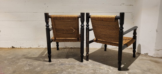 Image 1 of 2 Stühle aus Holz mit Seil im Stil von Adrien Audoux & Frida Minnet