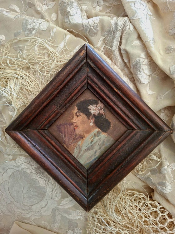 Image 1 of Pair of Antique Miniature Portraits. Belle Époque Paintings. Paris, ca. 1900–1908 - Decoration