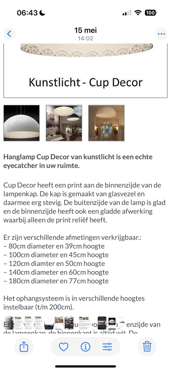 Image 1 of Kunstlicht hanglamp cup 100 Flos Skygarden 
