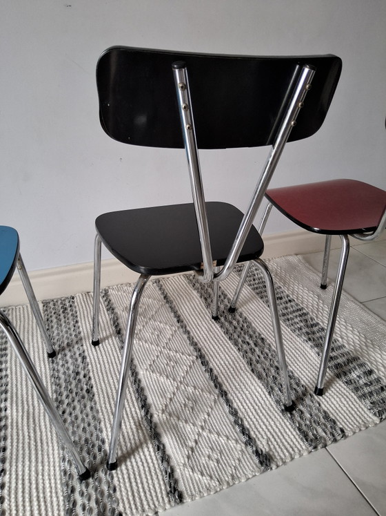 3 chaises de cuisine vintage en Formica J 50/60 – Chaises de salle à manger, Metal, Wood (photo 5 of 11)