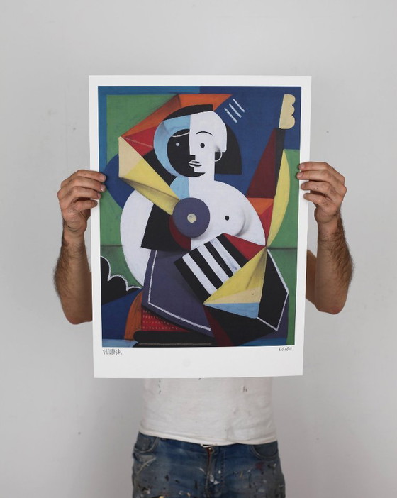 Jone Hopper - Vrouw in de tuin - Ingelijste lithografie van de kunstenaar – Litho's & Zeefdrukken, Paper (photo 5 of 7)