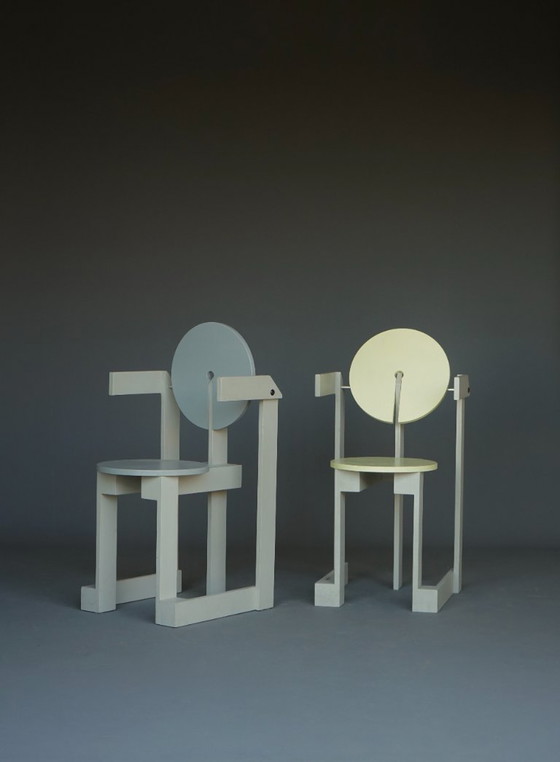 Image 1 of Rare pair of 'Plakhout' side chairs by Henk Lampe, 1979