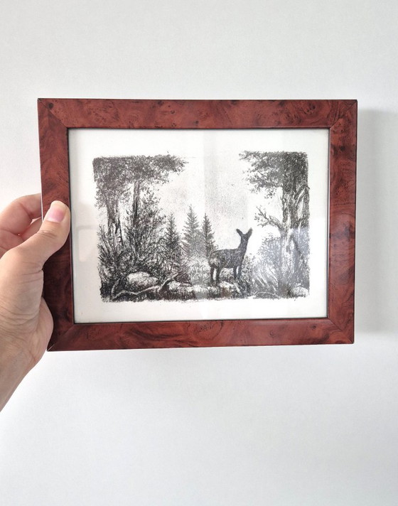 Burl Wood Picture Frame with Lithograph – Lithographs & prints, Glass, Mdf (photo 4 of 6)