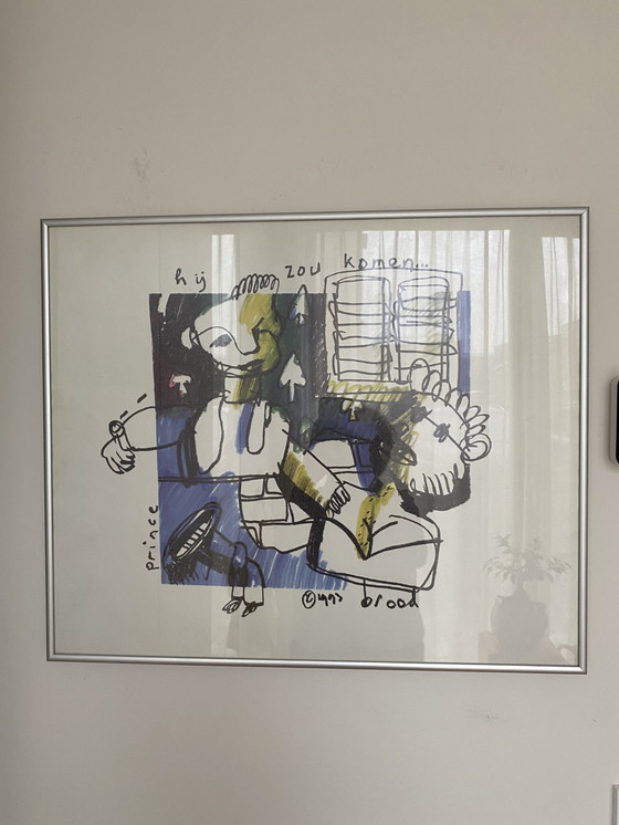 Image 1 of Herman Brood ondertekend, 1993 Prince avec verre léger