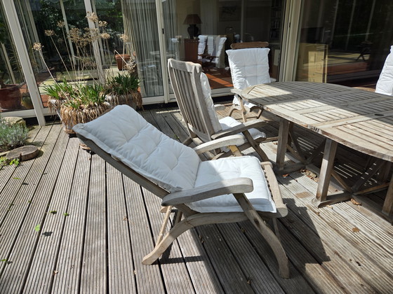 Image 1 of Set da giardino in teak con 6 sedie regolabili.