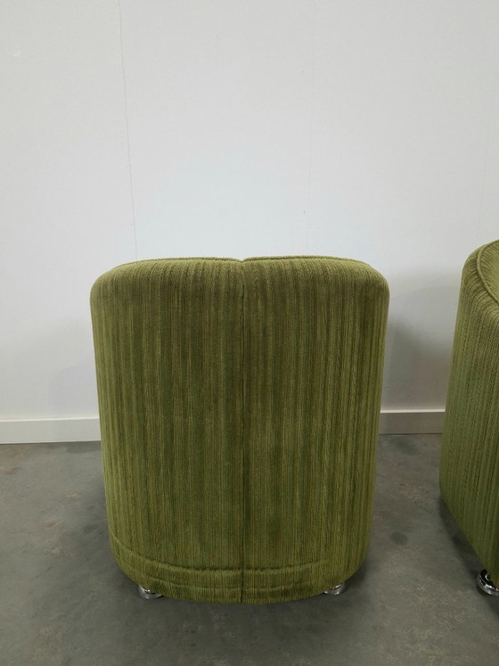Image 1 of Set groene cocktail stoelen met chromen wielen