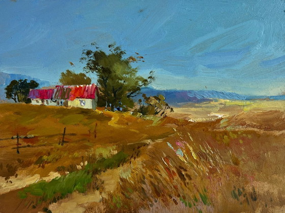 Image 1 of Original Oil Painting Summer Field Landscape Comfort on the edge of the field