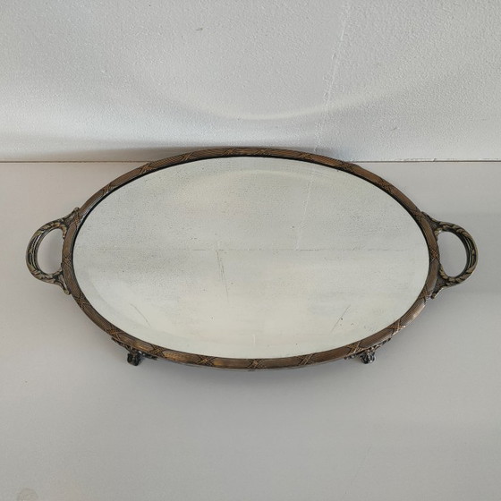 Plateau miroir argenté Art Déco, Carmen, Accessoires de table, Métal, Verre, Klassiek (photo 2 sur 8)