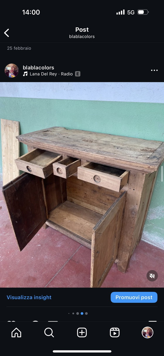 Image 1 of Credenza bassa rustica italiana del 800