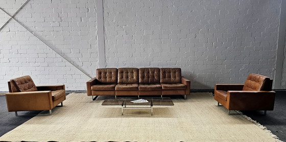 Image 1 of De Sede Desede Classic leather armchair leather sofa leather couch seating group vintage studio loft set 60S