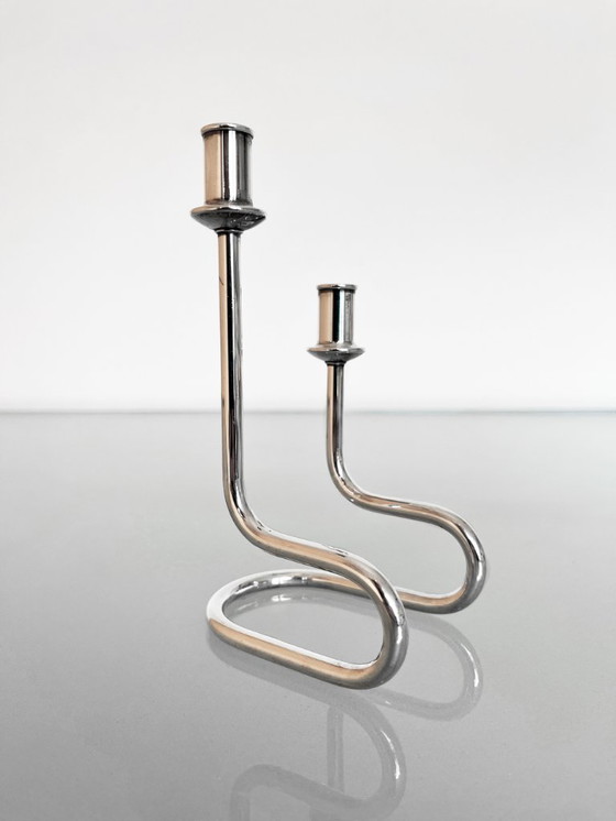 Image 1 of Vintage Maestri Italy verzilverde kandelaar kaarsenhouder