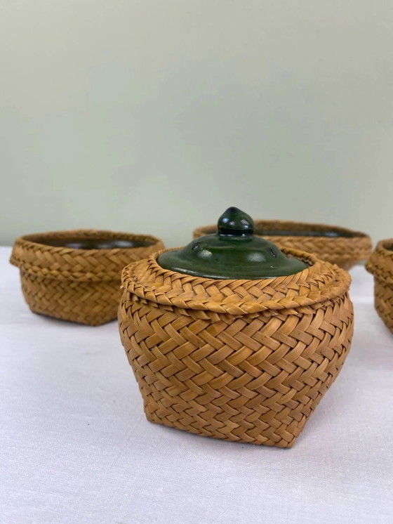 Vintage ethnic service – Crockery, Wicker, Ceramic (photo 6 of 21)