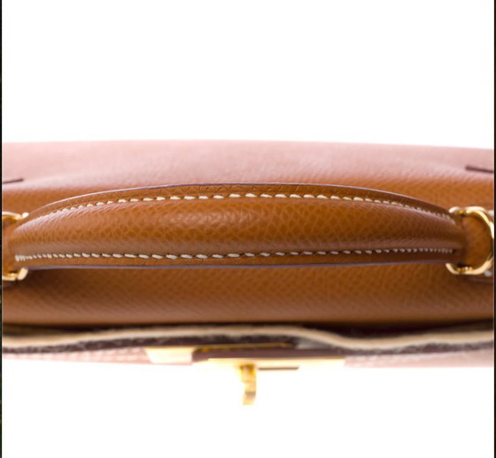 Image 1 of Sac HERMES Kelly Mini en Cuir Doré - 103261 Verkoopprijs