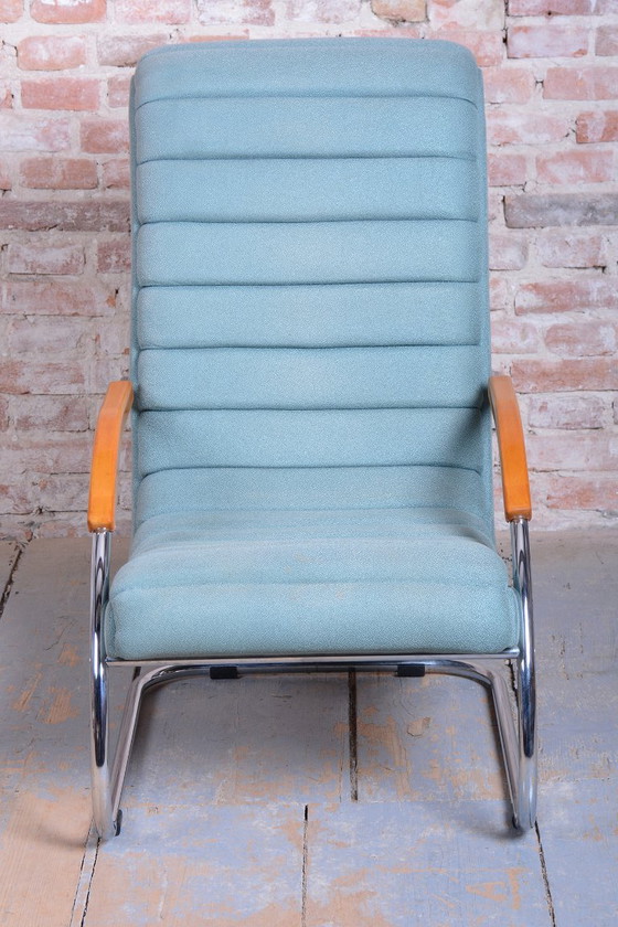 Een paar gerestaureerde Bauhaus-fauteuils van R. Slezak, model K32, chroom, Tsjechië, jaren 1930. – Textile (photo 7 of 34)