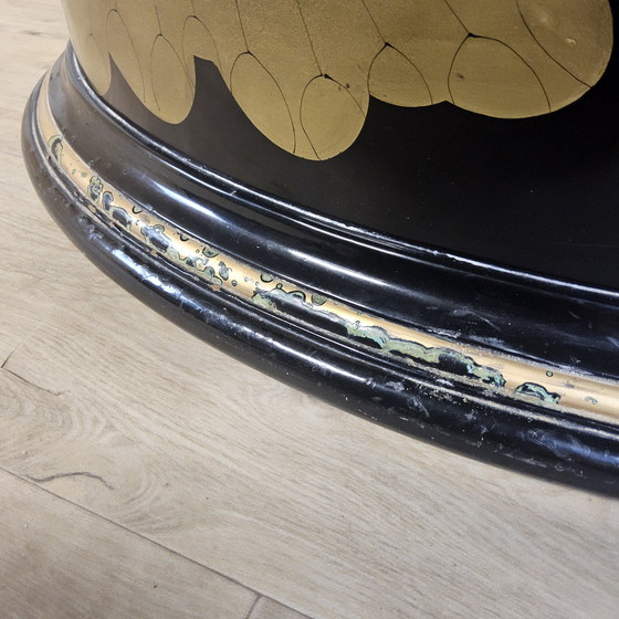 Image 1 of Vintage Ovale Chinese Eettafel  / Oosterse tafel (speksteen) / Chinoiserie / lakmeubel / lacquer / bohemian tafel