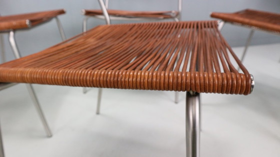 Image 1 of Satz von 6 Esszimmerstühlen "Miss B" von Tito Agnoli für Bonacina, Italien