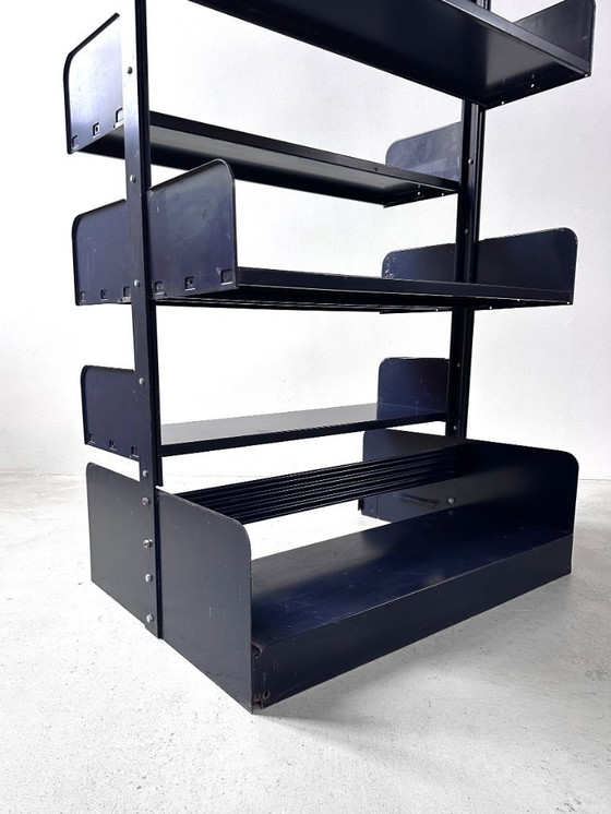 Image 1 of Italienisch-Dutch Lips Vago "Congresso" Stahlblaues Doppelbücherregal, 1966