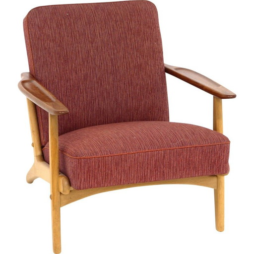 Poltrona vintage scandinava in teak e tessuto, Svezia 1960