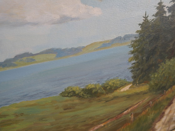 Image 1 of Gemälde "Der Weg zum See", dänisches Design, 1980er Jahre, von Karin Hermansen