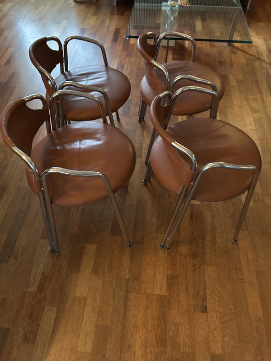 Image 1 of Eetkamer stoelen leren 1975