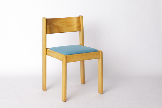 Image 1 of Set di 6 sedie impilabili vintage Flötotto - Design tedesco anni '70, legno di faggio, rivestimento verde