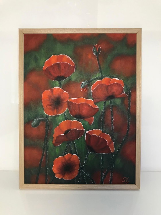 Image 1 of Pintura al óleo - Irina Gauss - Amapolas en verano