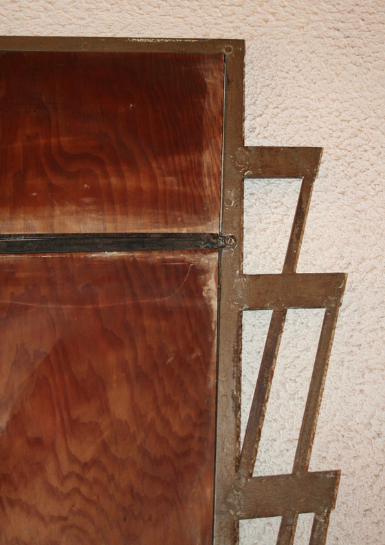 Image 1 of Metal Art Deco mirror (forged/ trapezoidal shape)