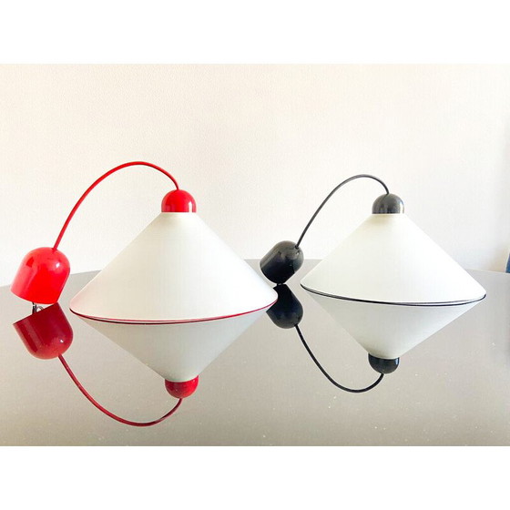 Image 1 of Vintage opal glass pendant lamps, Italy 1970