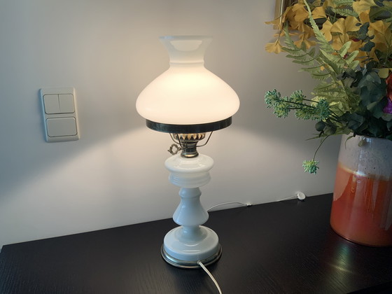 Image 1 of Vintage Standing Opaline Oil Lamp – 220V