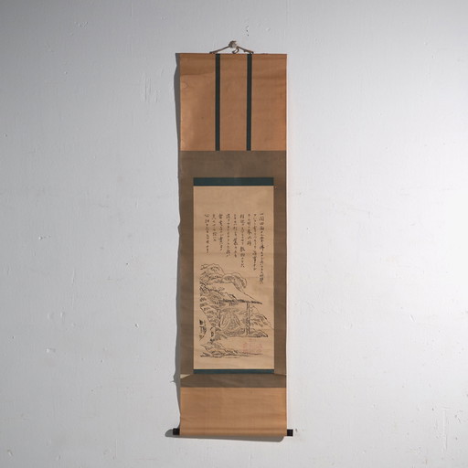 Antique Japanese kakejiku of a woodblock landscape in woodblock print on paper – Japan, circa 1900