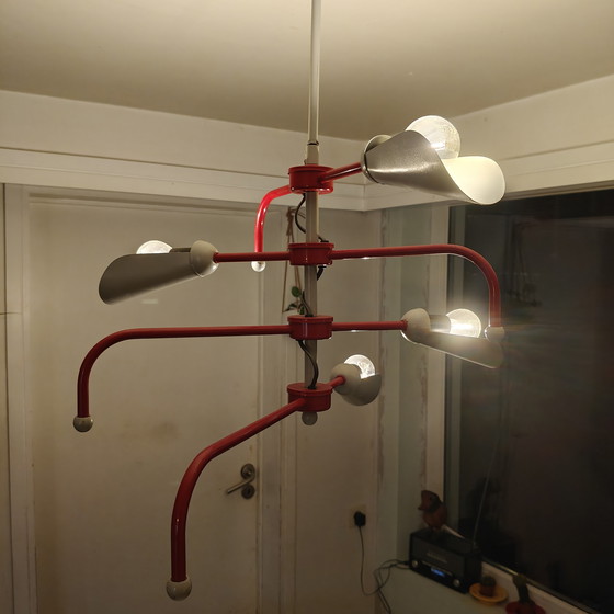 Image 1 of Vintage Adjustable Modernist Chandelier – Sculptural Multi Arm Ceiling Lamp – Atomic Design – Statement Piece
