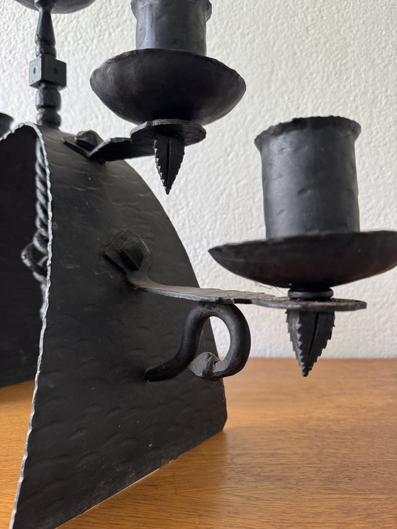 Image 1 of 60's Brutalistische smeedijzeren kandelaar