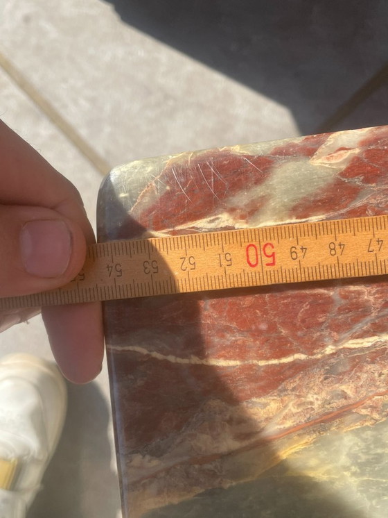 Image 1 of Set van 2 marmeren/natuurstenen bijzettafels op wielen