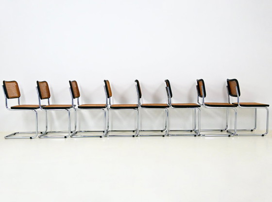 Sedie da pranzo Stile B32 di Marcel Breuer, Set di 8 – Rattan, Legno (photo 4 of 8)